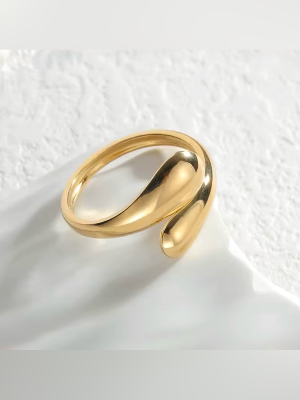 NEW Drip Drop Bypass Ring 18k Gold Plate Liquid Molten Metal Teardrop AP21